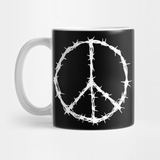 Barbed Wire Peace Sign (white print) Mug